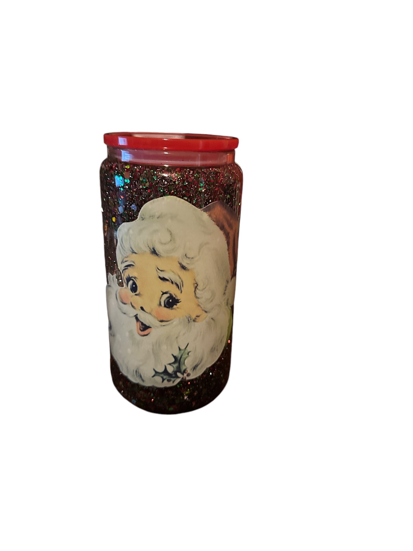 16oz Glitter cup with color lid and straw